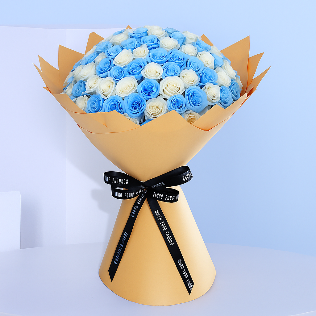 Blue and White Roses